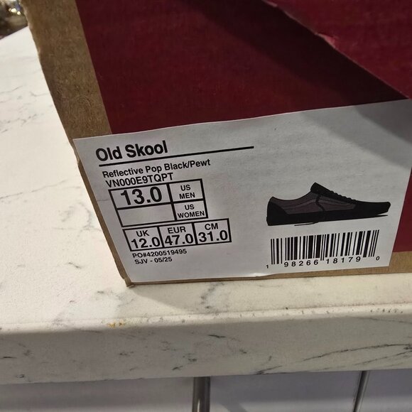 Vans Old Skool Reflective Black VN000ECUQPT Shoes Skateboarding Men's Sz 13 NEW - Picture 9 of 14